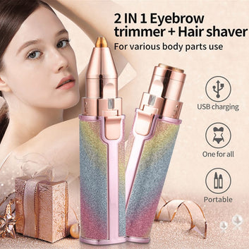 2 in 1 Flawless Rechargeable Eyebrow Trimmer Hair Remover Pen